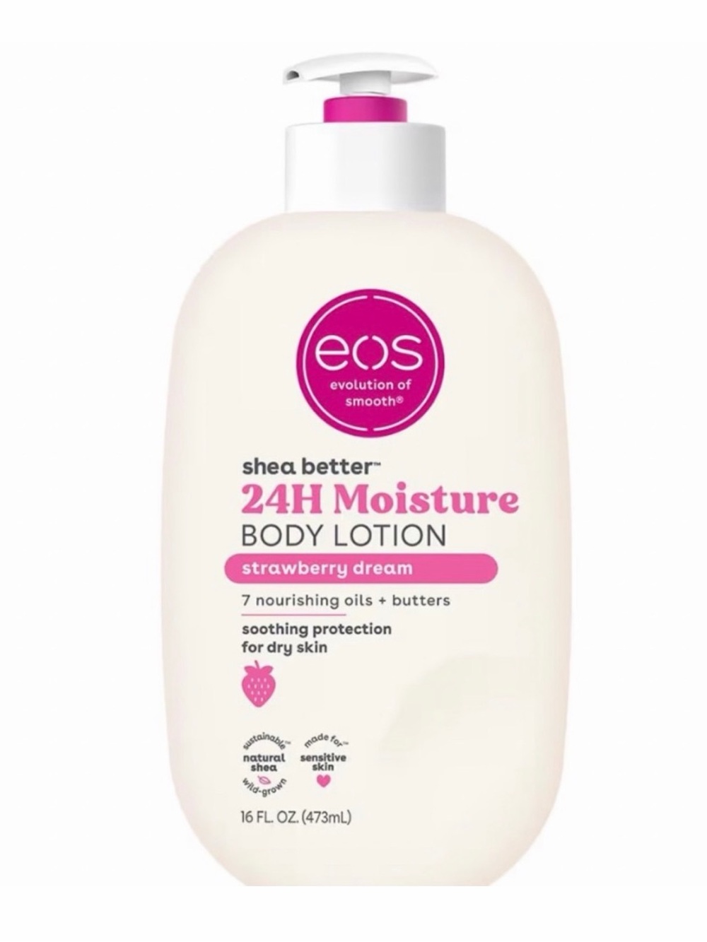 eos Strawberry Dream 24H Moisture Body Lotion - Pink & Cream